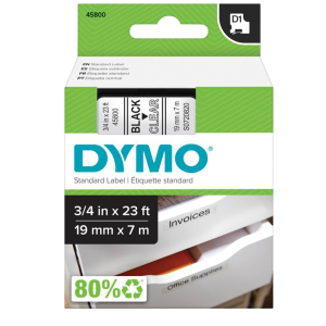 Nastro D1 standard 458000 - 19 mm x 7 mt - PL - nero/trasparente - Dymo